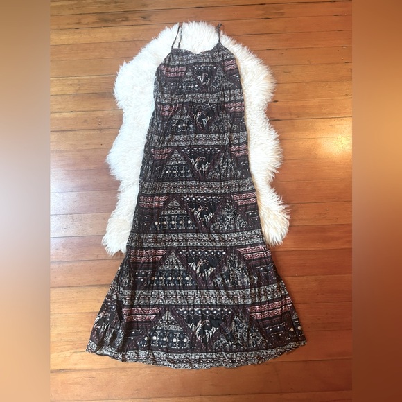 American Eagle Purple Paisley Boho Long Flowy Maxi Tank Dress - Picture 1 of 9
